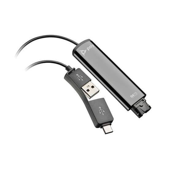 USB-A/C Adapter - Poly - DA75 - Intelligent Headset Recognition - EncorePro Headset