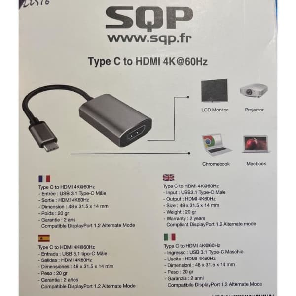 Videoadapter - SQP - USB 3.1 Typ C till HDMI - 15CM - 4K - 60HZ