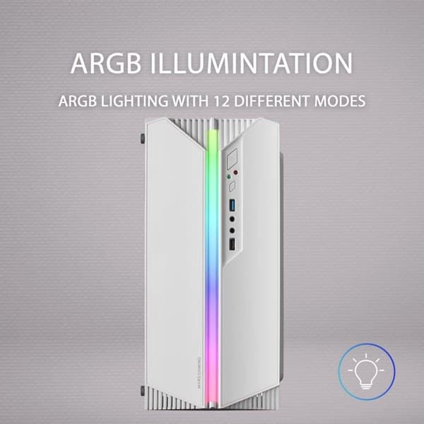 ATX-chassi - Mars Gaming - MC-S1 - Vit - Mini-Torn - ARGB - Micro-ATX/Mini-ITX