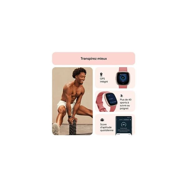Smartwatch - FITBIT - VERSA 4 - Vit - Aktivitetsspårning - 7 dagars batteritid