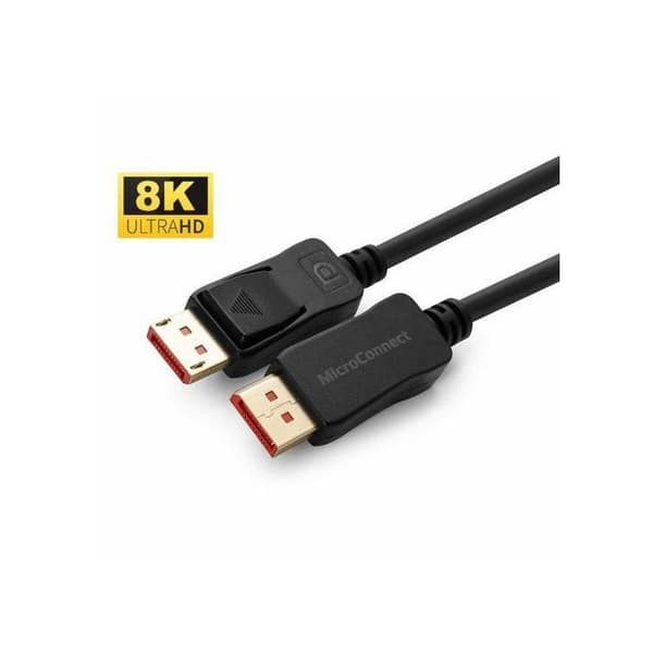 DisplayPort 1.4 8K-kabel - MicroConnect - 2 m - Svart - Stöder 8K 60 Hz - 7680 x 4320 - OD 7,3 mm