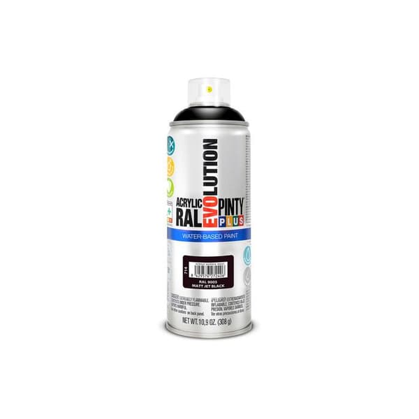 Pintyplus Evolution Vattenbaserad Aerosolfärg 520cc Ral 9005 Mörk Matt Svart