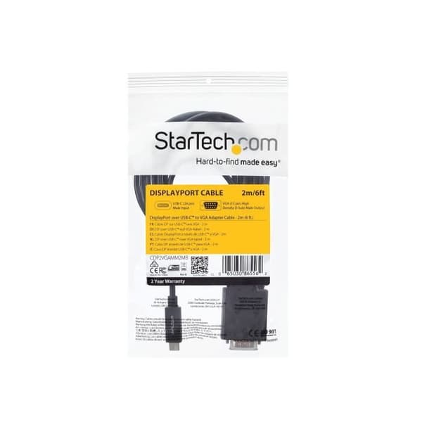 Videoadapter - STARTECH - USBC till VGA - Svart - För datorer och bildskärmar
