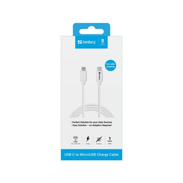 136-74 USB-C>MicroUSB Laddkabel 1m