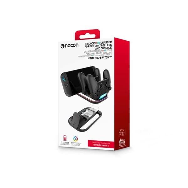 Laddningsstöd - NACON - Nintendo Switch 2 - 2 Pro-kontroller - RGB-belysning - USB Typ-C