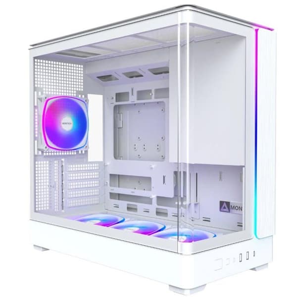 Vit datorkabinett - Montech - Mellanstor torn - Montech King 15 Pro - Stål och härdat glas - mATX / mini-ITX