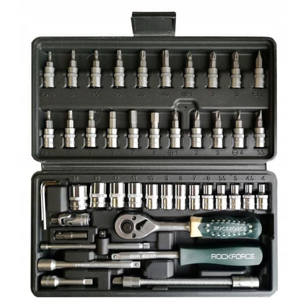 46-delars hylsnyckelsats 1/4" PZ PH TORX