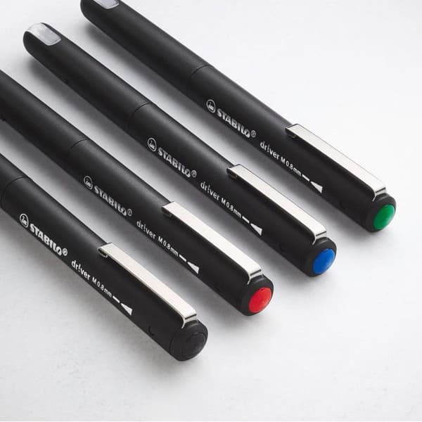 Skrivpennor - STABILO - dr!ver - Medium - 4-pack - Vattenbaserat bläck