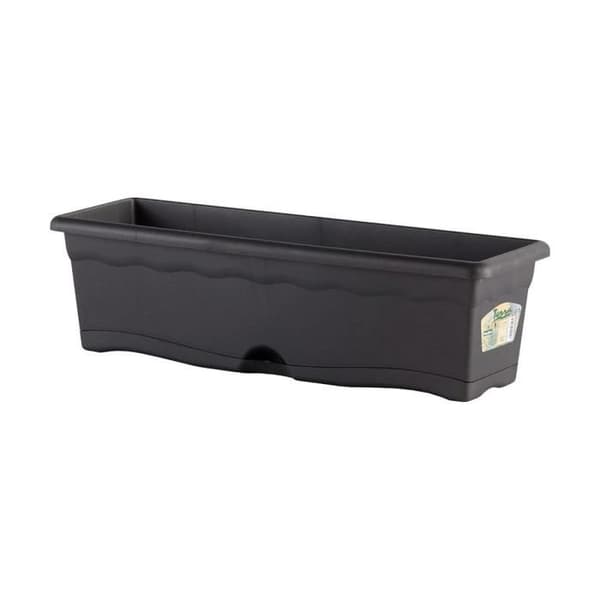 PLASTIKEN Rektangulär kruka - 80 X 20 cm med bricka - Antracit