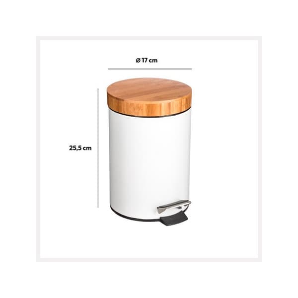 Soptunna med lock bambu 3L "Naturéo" vit - 5 five simply smart