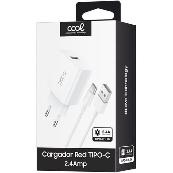 Nätadapter - COOL - Typ C - 2,4 A - 110-220 V - USB-kabel ingår