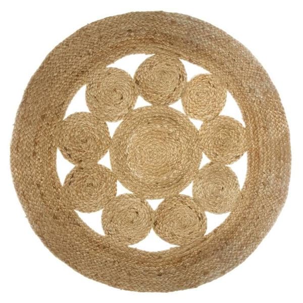 Hålvävda mattan "Esra" jute D80cm