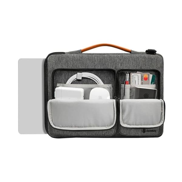 Husväska med axelrem - TOMTOC - MacBook Pro 16 2021 - Grå - Canvas - Unisex