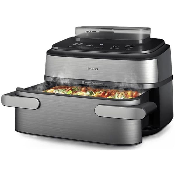 Dubbelkorg luftfritös - PHILIPS - Steamfry - 9,5 L - 2700 W - Digital display - Timer