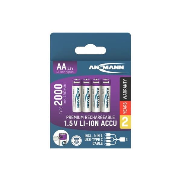 Ansmann Batteri USB-C® Li-Ion 2000 mAh 1.5 V 4 st.