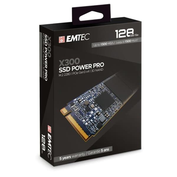 SSD - EMTEC - X300 - 128 Go - PCIe 3.0 x4 - ECC-minneshantering