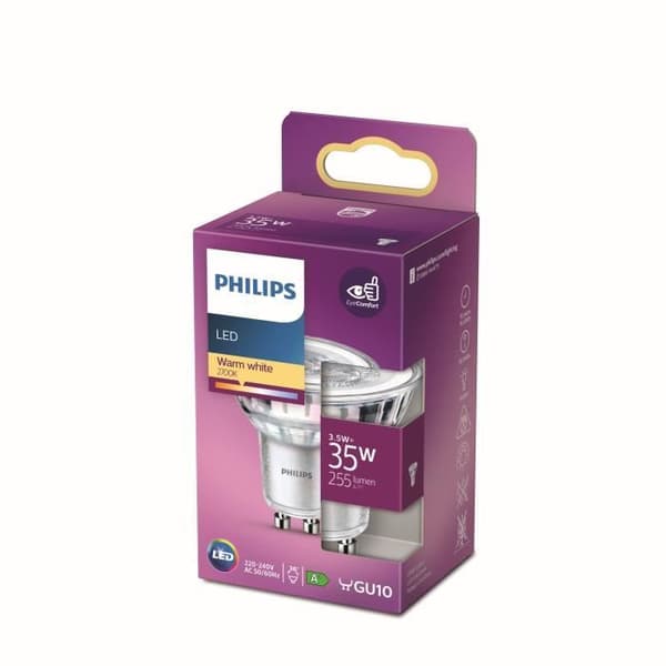 Philips LED-lampa motsvarande 35W GU10 varmvit ej dimbar