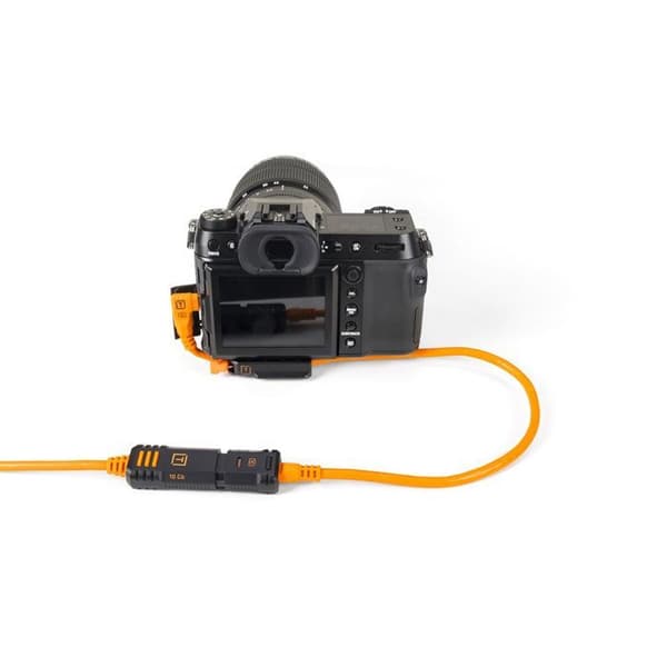 Tether Tools TetherPro Optima 10G USB-C, 20 cm (51 cm), rak till vinklad "Pigtail" adapterkabel, orange hög synlighet