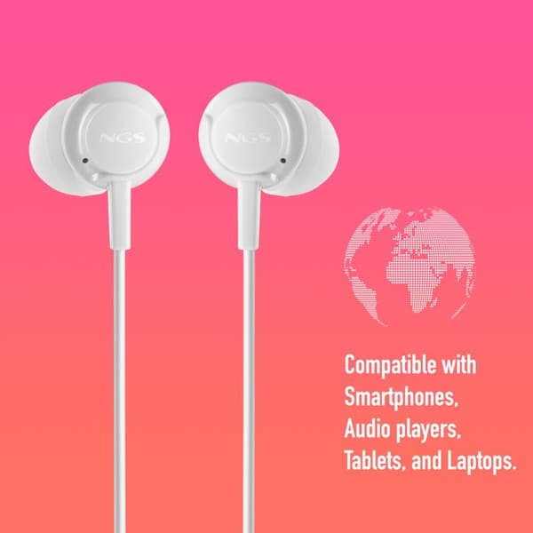 In-ear hörlurar - NGS - CROSS DRIFT VIT - Mikrofon - Volymkontroll - Röstassistent