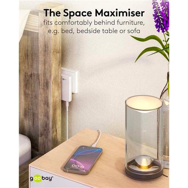 GOOBAY Snabbladdare 65 W Dubbel USB-C PD GaN 90° Extra platt Vit