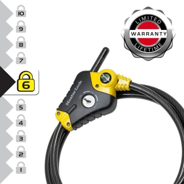 Stöldskydd - MASTER LOCK - Python 8433EURD - Justerbar längd från 30 cm till 1,8 m - Vridet stål - Svart