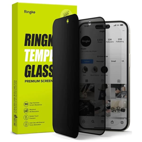 Coque för iPhone 15 / iPhone 16 - Härdat Glas Ringke - Sekretess
