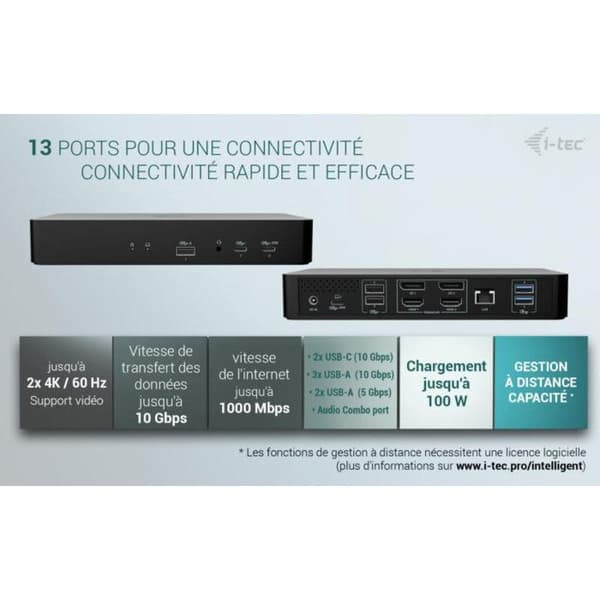 i-tec Universal Intelligent Dual Display Dockningsstation + Power Delivery 100W