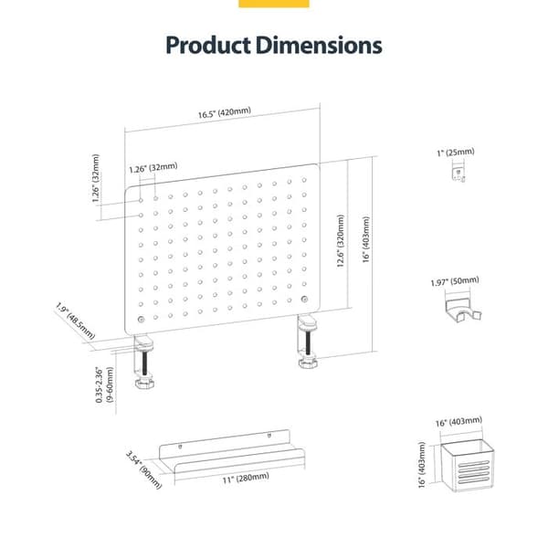 STARTECH Clamp-On Pegboard med