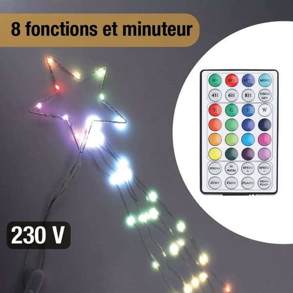 Ljusande stjärnfall 85 LED multicolor med fjärrkontroll