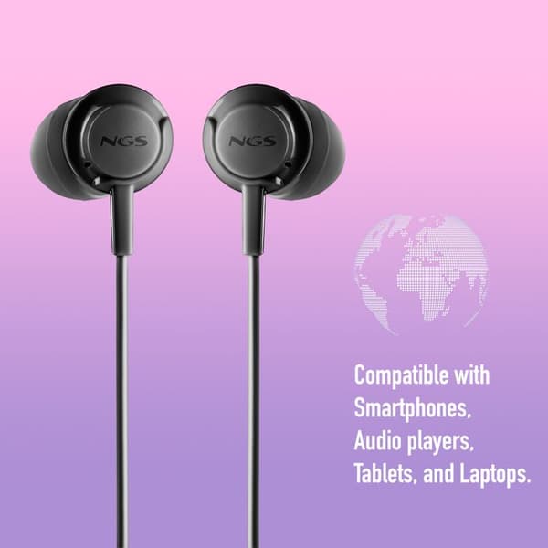 In-ear hörlurar - NGS - CROSS DRIFT BLACK - Mikrofon - Volymkontroll - Röstassistent