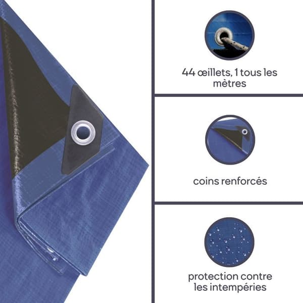 Perel överdrag 10 x 12 meter polyester blå/svart