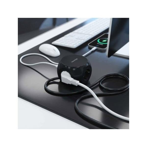 Aisens Regleta Sobremesa Multifuncional con 3 Tomas + 2xUSB-C/2xUSB-A 1.4m Negra