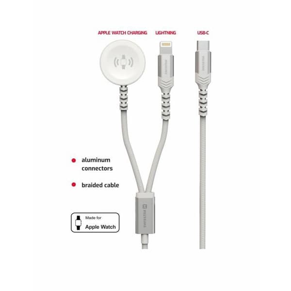 Strömkabel - SWISSTEN - 2in1 - USB-C och Lightning - 1,2 m - Vit