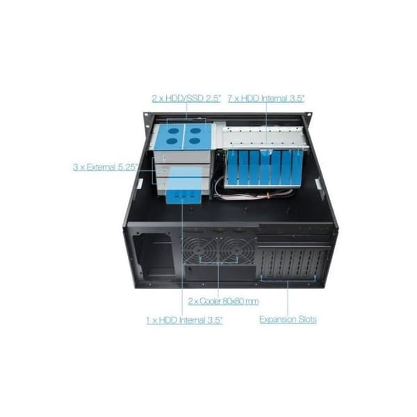 ATX-chassi - TOOQ - RACK-406N-USB3 - 19" 4U - USB 3.0 x2 - Låsbar