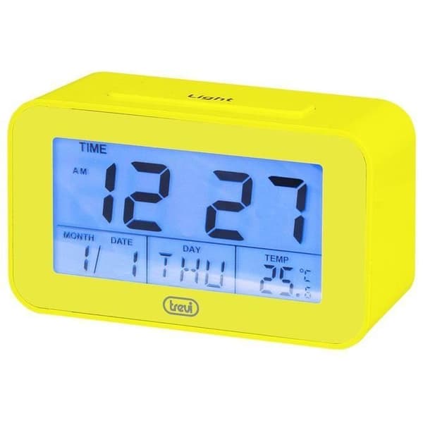 Digital klocka - TREVI - SLD 3P50 - Stor LCD-skärm - Programmerbar väckarklocka - Gul