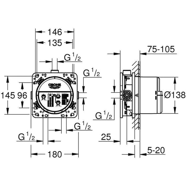 Rapido Smartbox infälld kropp - Universal 1/2 Grohe