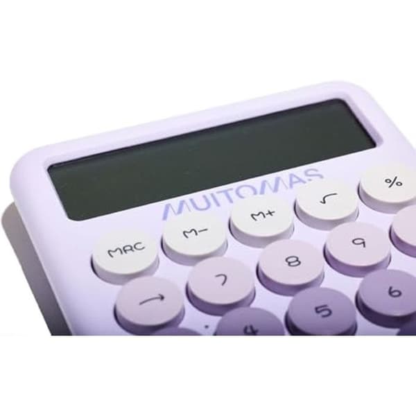 Kalkylator - MUITOMAS - fickformat - 12 siffrors skärm - AAA-batteri - Lila