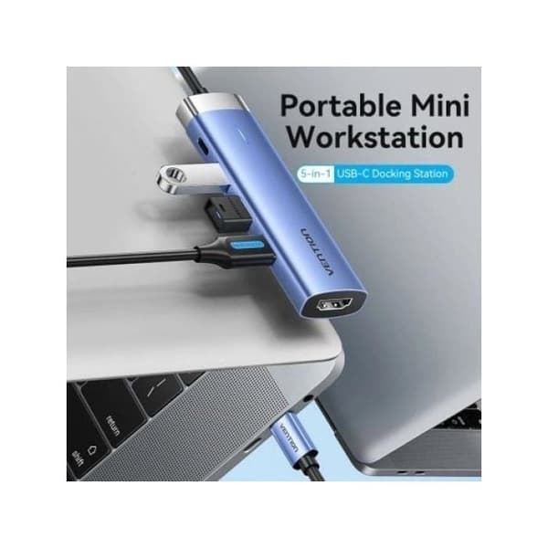 Dockning - VENTION - TGESB - 3xUSB 3.0 - HDMI 4K@30Hz - USB-C PD 100W - Aluminium Blå