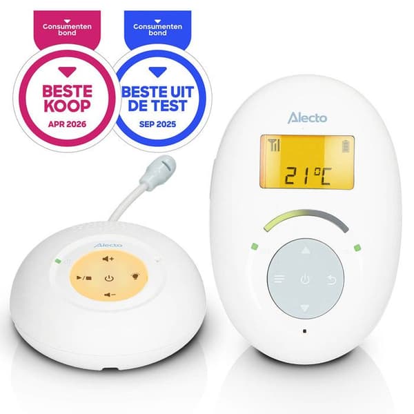 Alecto DBX120 - Full Eco DECT babyvakt med display, vit/blå
