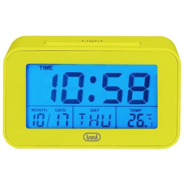 Digital klocka - TREVI - SLD 3P50 - Stor LCD-skärm - Programmerbar väckarklocka - Gul