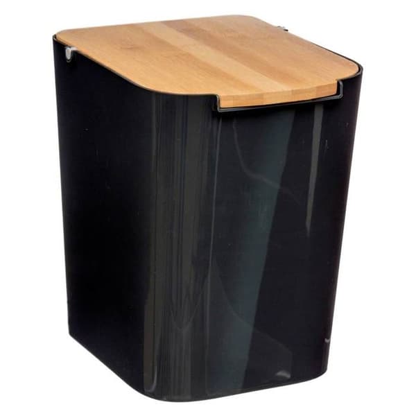 Soptunna med lock bambu 5L "Naturéo" svart - 5five