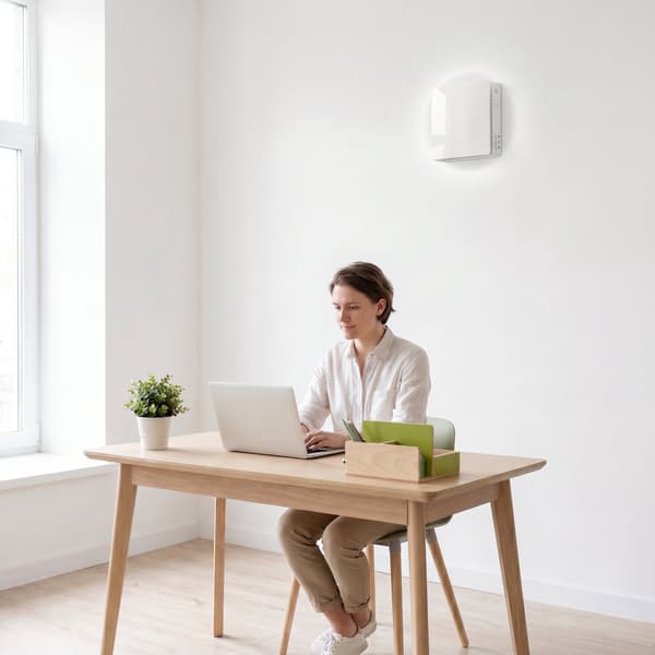Arida Venti WiFi lydsvag rumventilator til stue og soveværelse (hvid/sort)