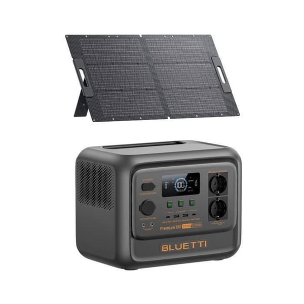 Kit BLUETTI Premium 100 V2 med Solpanel 100W - Batteri 1024Wh, Solgenerator 2x2000W (2700W Max.)