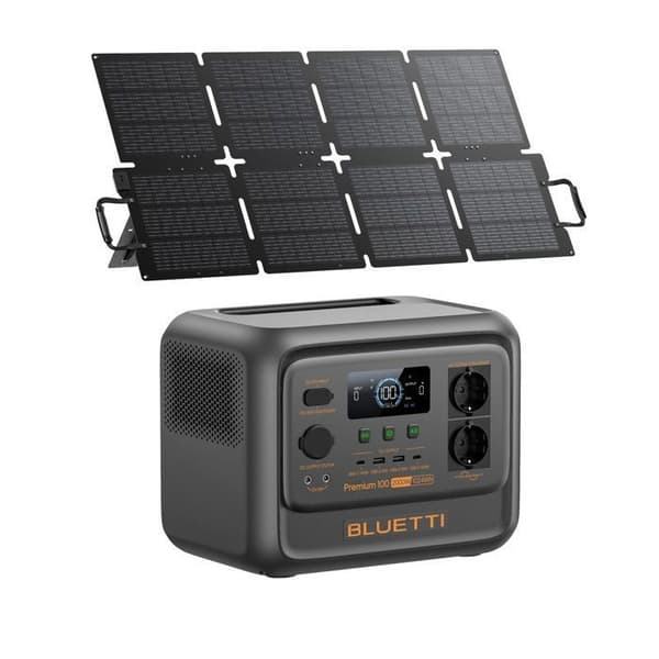 Kit BLUETTI Premium 100 V2 Powersation med Solpanel 130W - Batteri 1024Wh, Solgenerator 2x2000W (2700W Max.)