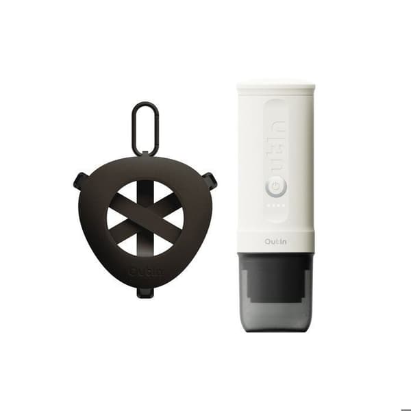 Kit för bärbar espressomaskin - OUTIN - Nano - 20 bar - USB-C-batteri - Fällbart stativ Vit pärl