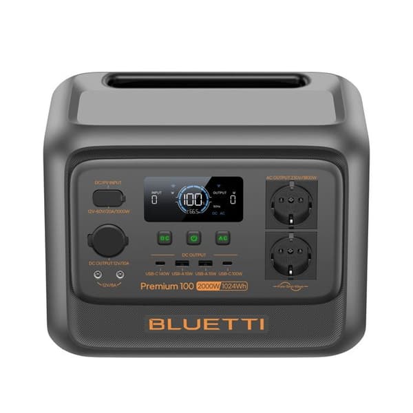Kit BLUETTI Premium 100 V2 Powersation med Solpanel 130W - Batteri 1024Wh, Solgenerator 2x2000W (2700W Max.)