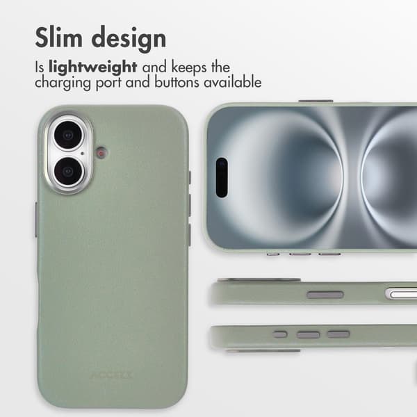 Accezz Läder Baksida MagSafe för Apple iPhone 16 - Light Grey