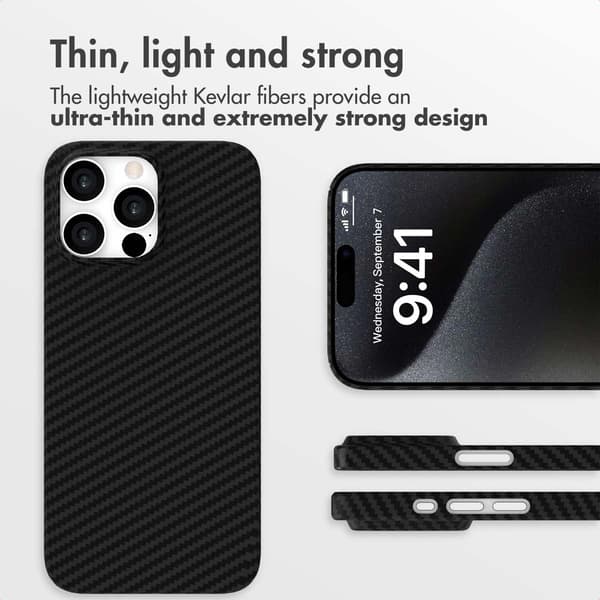 Accezz MagSafe Kevlar® bagsidecover til Apple iPhone 15 Pro Max - Sort