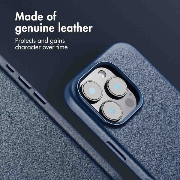 Accezz Läder Baksida MagSafe för Apple iPhone 16 Pro - Nightfall Blue