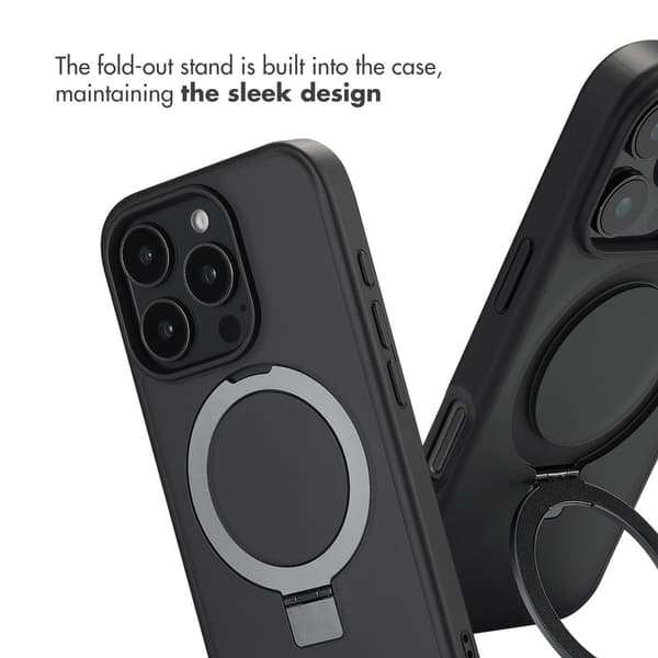 Accezz Ring Stand bagside-cover med MagSafe til Apple iPhone 16 Pro Max - Sort